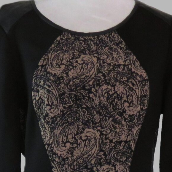 Dress Barn Black Short Sleeve Pullover Dress with Paisley Design Size 10 (C900) - Picture 1 of 7